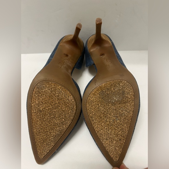 Jessica Simpson denim blue with a cork sole and  Stiletto high heels sz8.5 - Picture 6 of 11